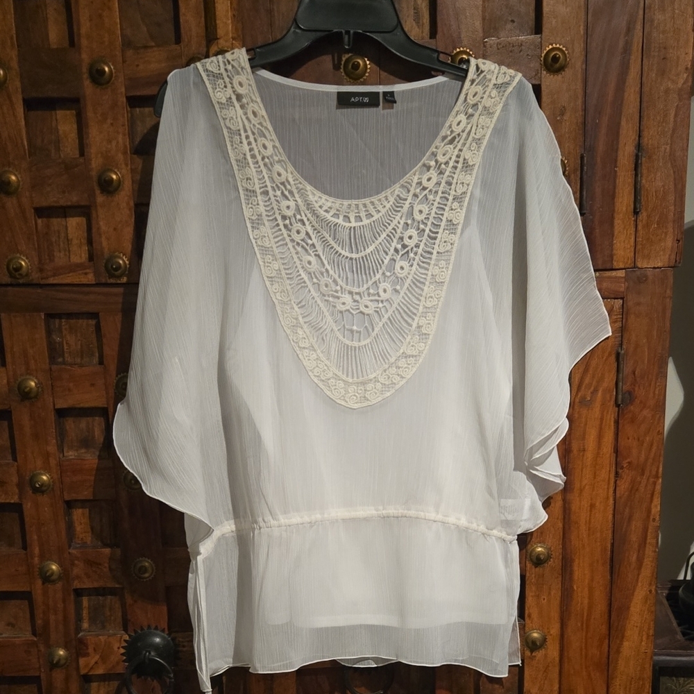 White Women's Top with Lace Detail